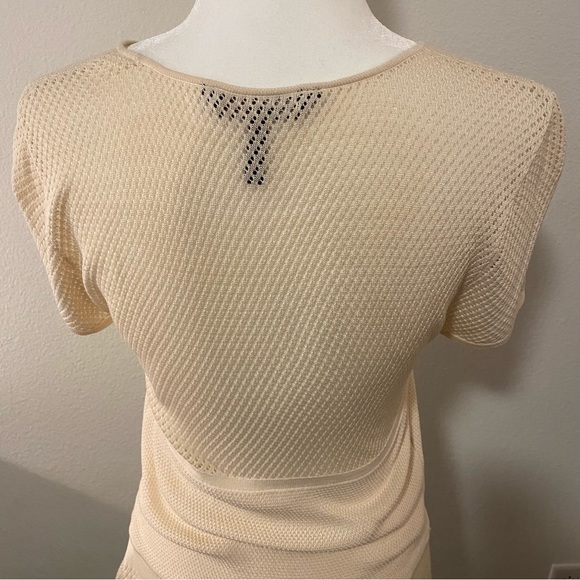 BCBGMAXAZRIA Emily Peplum Ivory Cream Short-Sleeve Blouse - Picture 8 of 15